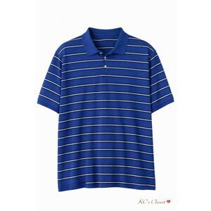 Liberty Blues Striped Polo Shirt Mens 5XL Big Blue Short Sleeve Classic Fit